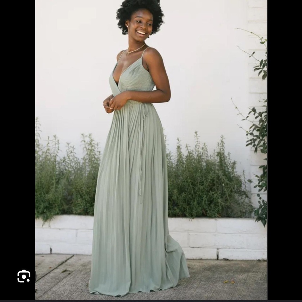Soieblu Sage Green Pleated Maxi Dress